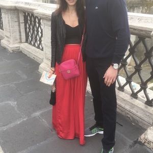 Needle & Thread Pandora Red Satin Maxi Skirt 2